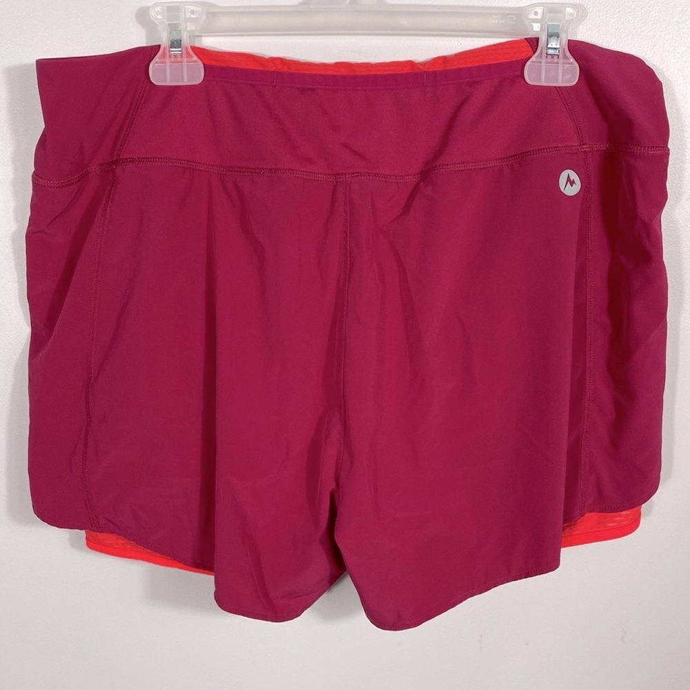 Marmot Women's Running Shorts - Wine color w/fluorescent spandex shorts XL - Picture 7 of 11
